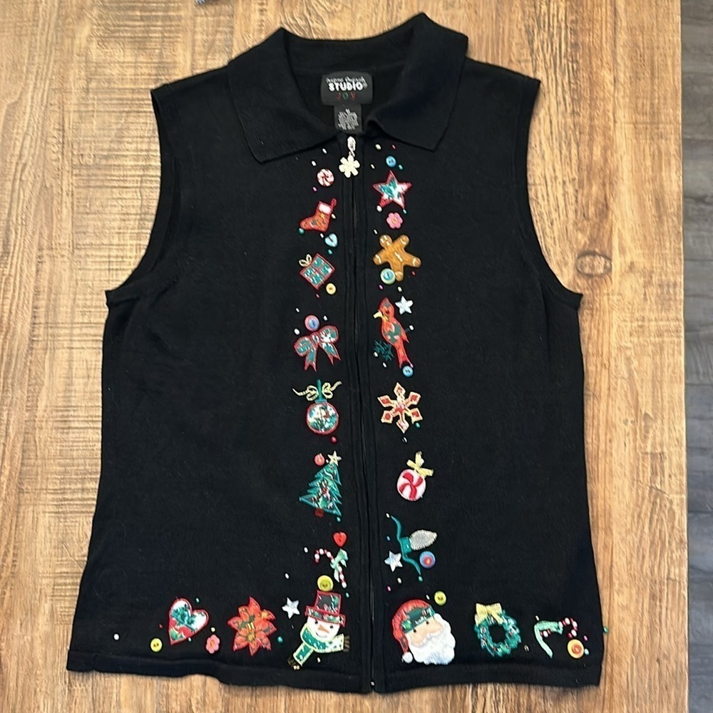 Designers Originals STUDIO JOY Christmas Sweater Vest size medium Vintage